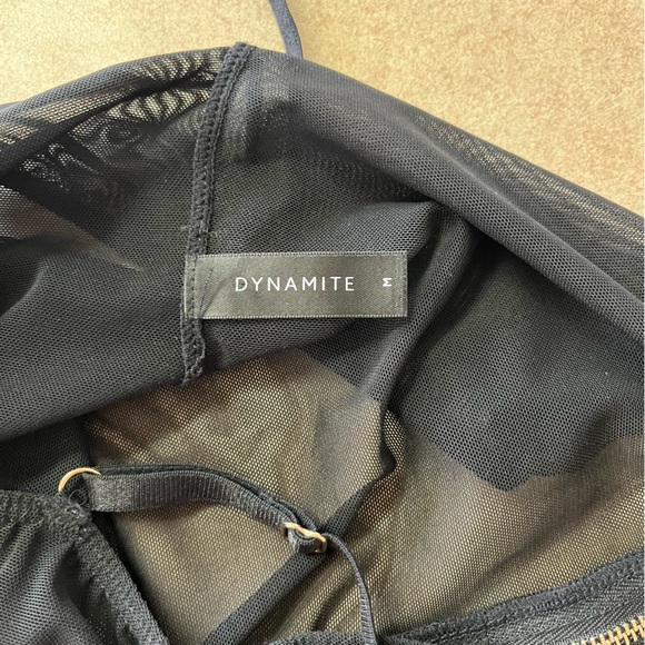 Dynamite Black Sheer 1/4 Zip Bodysuit - Picture 4 of 7